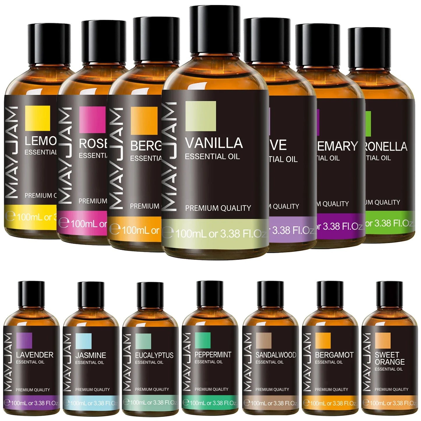 100ML Pure Plant Essential Oil Mint Bergamot Patchouli Citronella Lemongrass Chamomile Cedarwood for Reed Diffuser Humidifier
